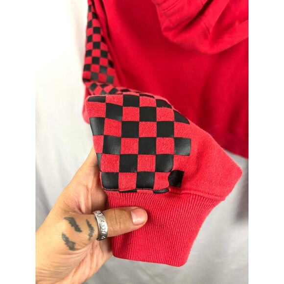 Forever 21 Red Checkered Sleeve Crop Top MEDIUM Womens Juniors Emo - Picture 7 of 9